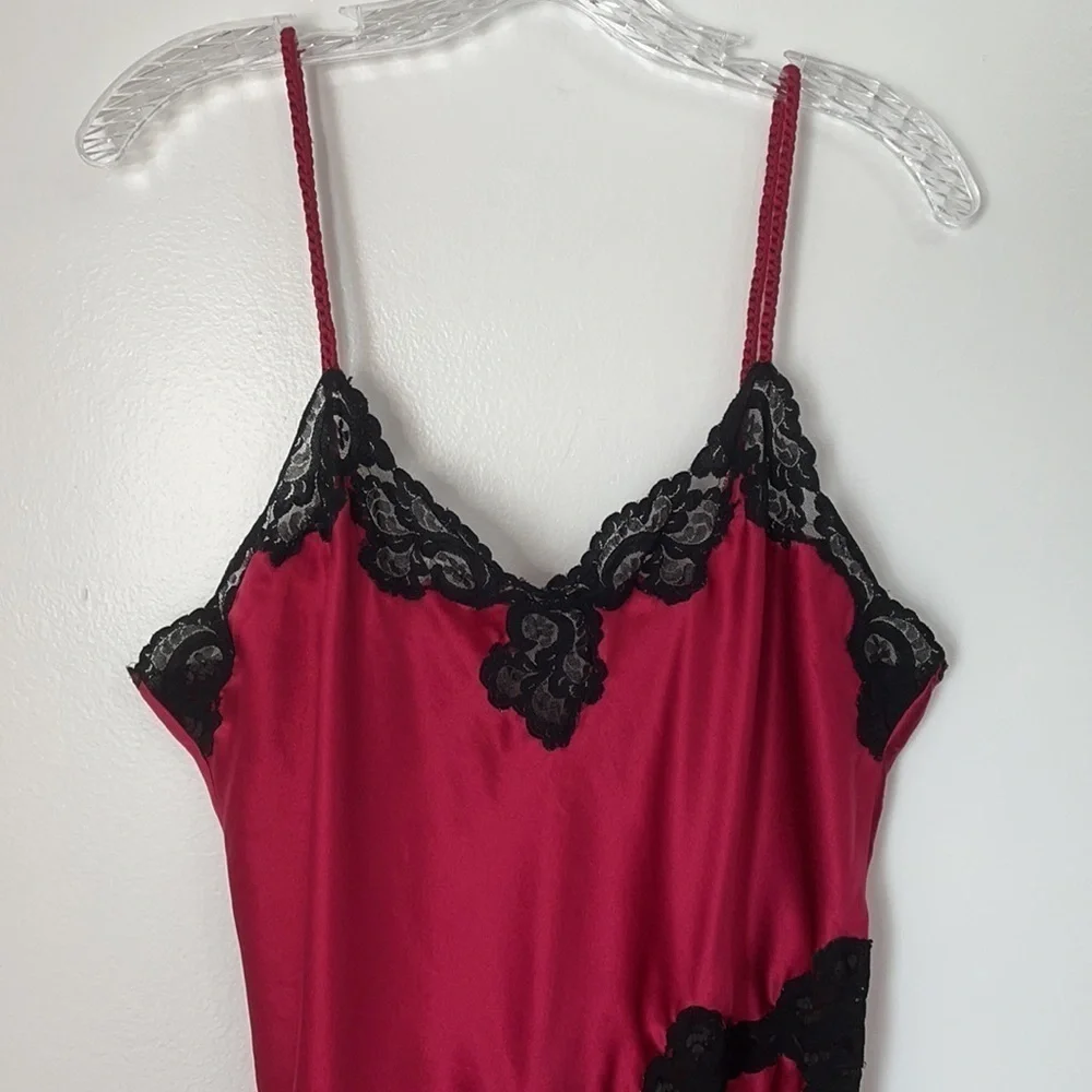 Victoria’s Secret Vintage Gold Label Red Black Satin Slip Dress